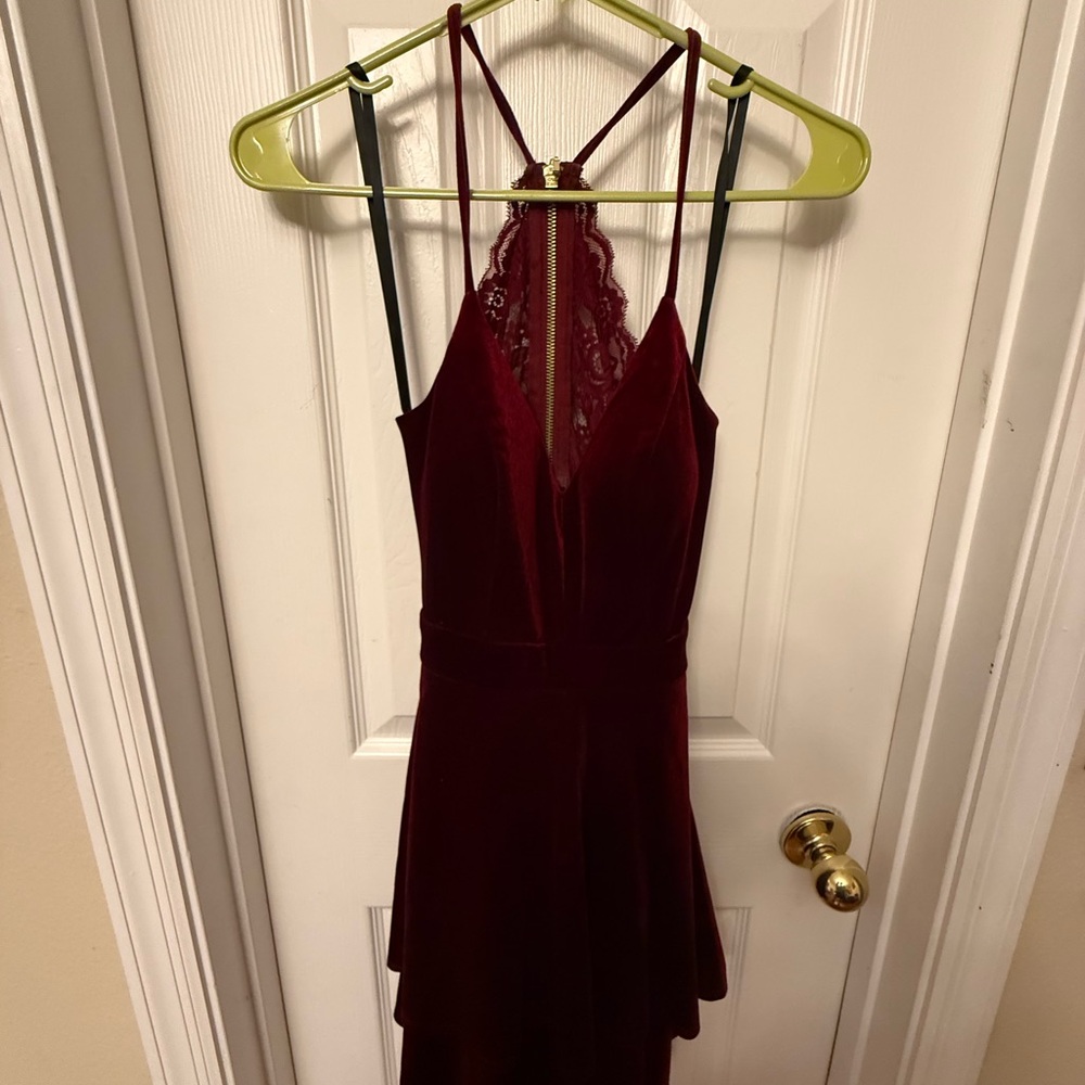 B Darlin Red Asymmetrical Sundress